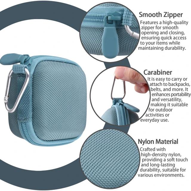 Alt view image 5 of 7 - for Soundcore Liberty 5 Pro Max/5 Pro/5 Earbuds Hard Travel Case, Blue Portable Protective Storage Bag with Mesh Pocket, Elastic Securing Strap & Carabiner, Shockproof EVA Shell and Soft Lining