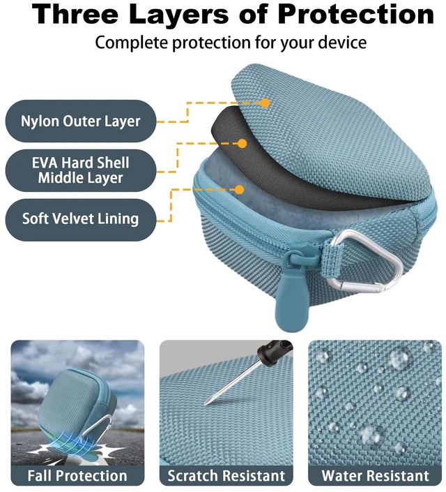 Alt view image 7 of 7 - for Soundcore Liberty 5 Pro Max/5 Pro/5 Earbuds Hard Travel Case, Blue Portable Protective Storage Bag with Mesh Pocket, Elastic Securing Strap & Carabiner, Shockproof EVA Shell and Soft Lining