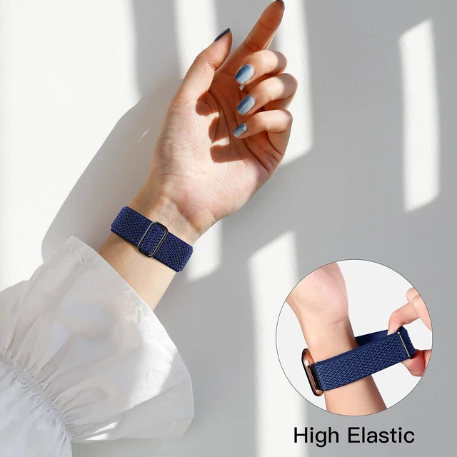 Alt view image 4 of 7 - Stretchy Nylon Watch Band Compatible for Fitbit Versa 2 Bands Women Men Elastic Strap,Soft Breathable Sport Replacement Wristband for Versa 2/ Versa/ Versa lite/Versa SE Smartwatch,Washable 2 Pack