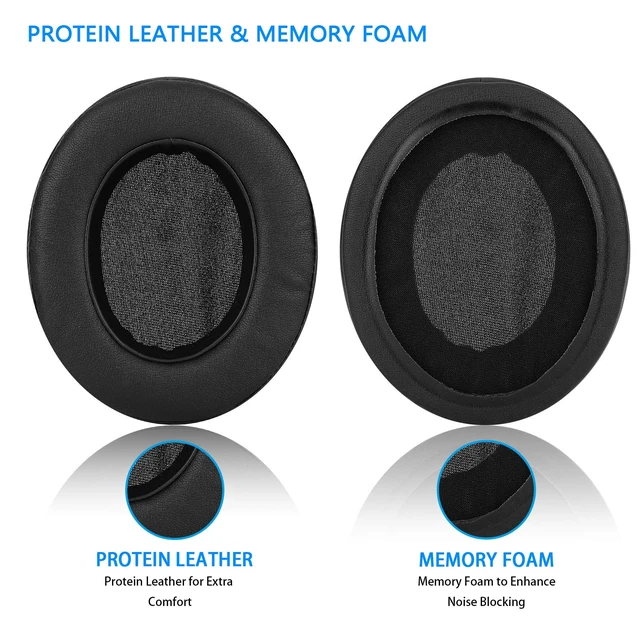 Alt view image 3 of 7 - Replacement Ear Pads Cushion Cover with Protein Leather & Memory Foam for Razer Nari, Ultimate, Essential, Kraken Kitty, Kraken Tournament Edition Headset ONLY Oval (Black)