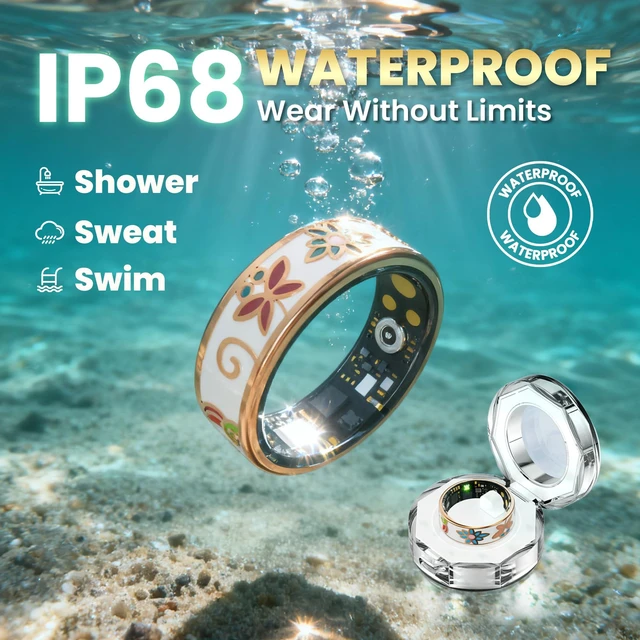 Alt view image 6 of 7 - Smart Ring Fitness Tracker, Heart Rate, SpO2, Sleep, No Sub13 IP68 Waterproof, 7-Day Battery, Remote Camera, Stress Monitor, Activity Tracker, iOS & Android, Gift for Women & Men