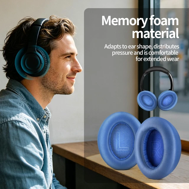 Alt view image 3 of 7 - Earpads for Anker Life Q20 / Q20 BT Headphones Replacement Ear Pads Cushions Earmuffs (Blue)