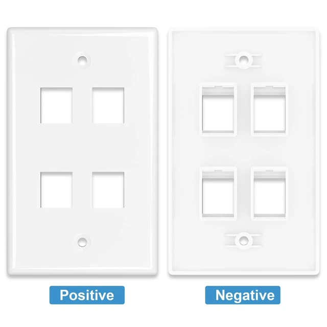 Alt view image 6 of 7 - 1-Pack Shielded Cat6A Ethernet Wall Plate, 4-Port RJ45 Wall Plate 4-Port Keystone Wall Plates with Cat 6A Shielded Coupler and Bracket, Female to Female Cat6a Wall Plate, Cat6a/Cat6/5e, PoE