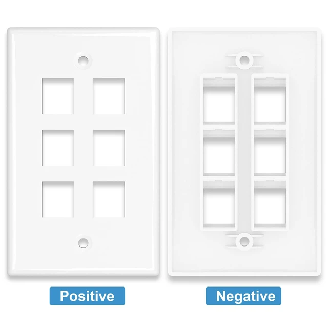 Alt view image 6 of 7 - 1-Pack Shielded Cat6A Ethernet Wall Plate, 6-Port RJ45 Wall Plate 6-Port Keystone Wall Plates with Cat 6A Shielded Coupler and Bracket, Female to Female Cat6a Wall Plate, Cat6a/Cat6/5e, PoE