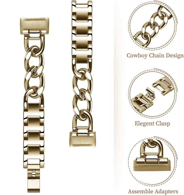 Alt view image 4 of 6 - Cool Bands for Fitbit Inspire 3 Bands Women Stainless Steel,Metal,Adjustable,Wristband,Replacement Straps,For Fitbit Inspire 3 Fitness Tracker