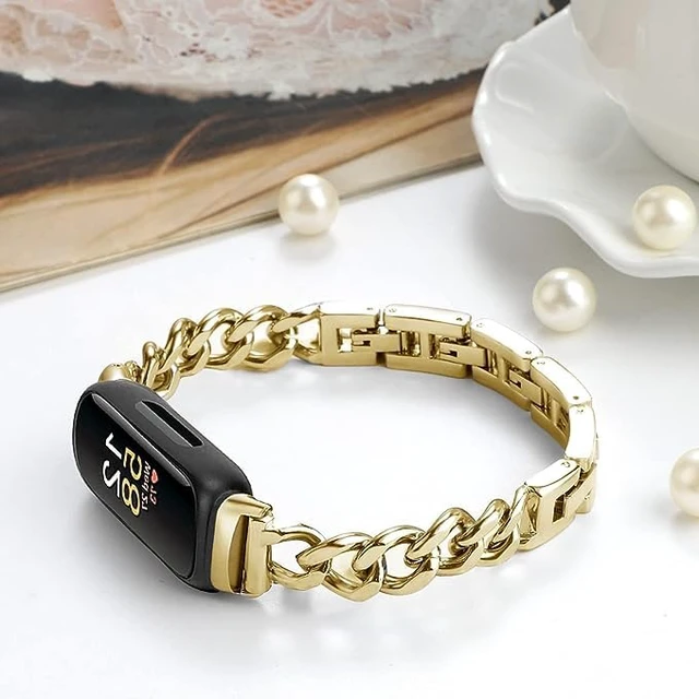 Alt view image 2 of 6 - Cool Bands for Fitbit Inspire 3 Bands Women,Gold,for Inspire 3 Stainless Steel,Metal,Adjustable,Wristband,Replacement Straps,For Fitbit Inspire 3 Fitness Tracker