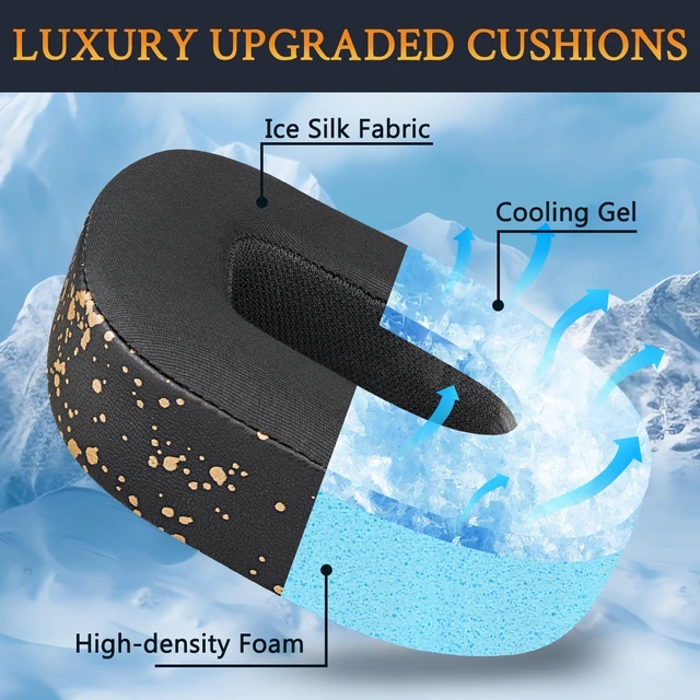 Alt view image 3 of 7 - Cooling-Gel Earpads Cushions Replacement for Turtle Beach Stealth 700 Gen 2, 700 Gen2 MAX Wireless Gaming Headset, Ear Pads with Ice Silk Fabric, Noise Isolation Foam - Black Gold
