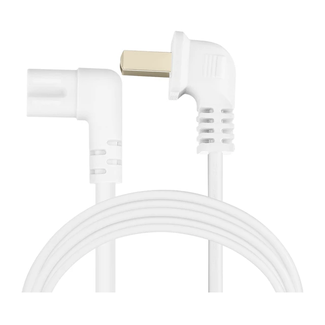 Alt view image 5 of 7 - Extra Long 25-Foot Power Cord Compatible with Samsung and LG TV LED Smart Screens and Many Other Compatible Electronics - 90 Degree Right Angled L-Shaped Power Cable (25-Foot, White)