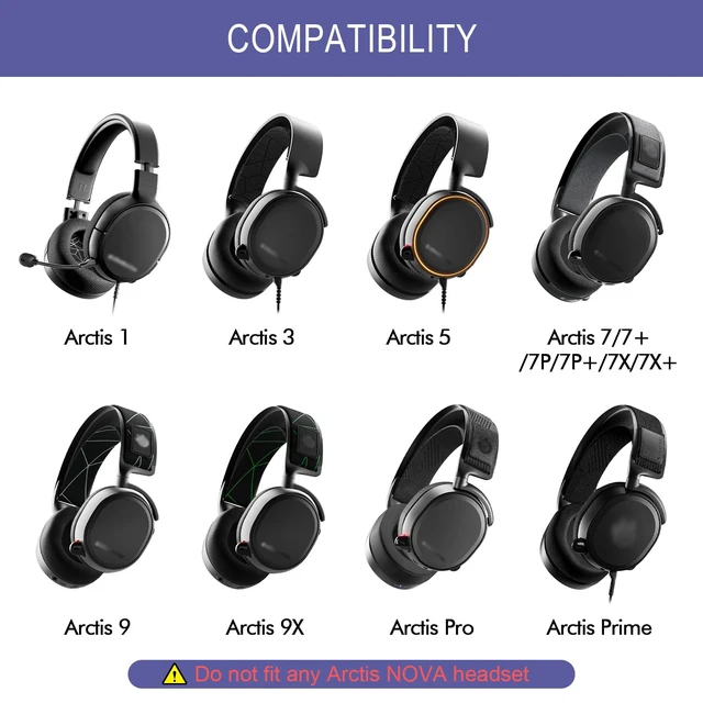 Alt view image 2 of 7 - Ear Pads for SteelSeries Arctis 1/3/5/7/7P/7X/9/Pro/Prime - Deep Purple Also for Arctis 7/7+/7P/7X, Arctis 9/9X Headset, Earpads Cushions Replacement with Mesh Fabric, High-Density Foam