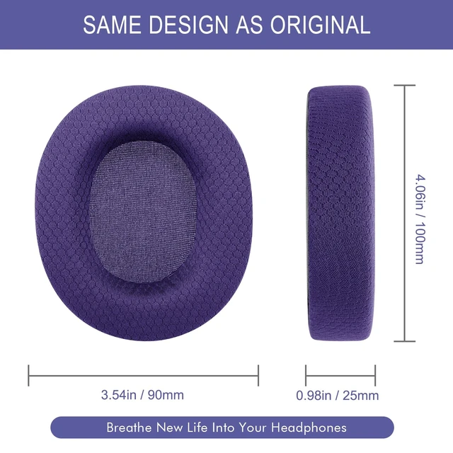 Alt view image 7 of 7 - Ear Pads for SteelSeries Arctis 1/3/5/7/7P/7X/9/Pro/Prime - Deep Purple Also for Arctis 7/7+/7P/7X, Arctis 9/9X Headset, Earpads Cushions Replacement with Mesh Fabric, High-Density Foam