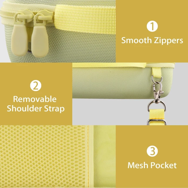 Alt view image 5 of 7 - Hard and Silicone Case for Bose SoundLink Flex 2/1,Citrus Yellow 2nd Gen Compatibility, Dual-Layer Protection, EVA Hard Shell, Silicone Cover, Adjustable Shoulder Strap, Aluminum Carabiner