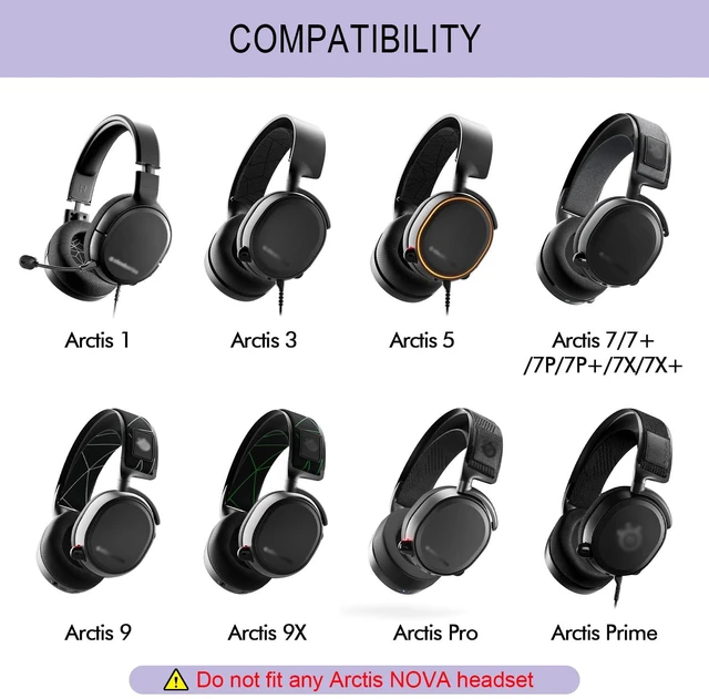 Alt view image 2 of 7 - GEVO Ear Pads for SteelSeries Arctis 1/3/5/7/7P/7X/9/Pro/Prime - Purple Also for Arctis 7/7+/7P/7X, Arctis 9/9X Headset, Earpads Cushions Replacement with Mesh Fabric, High-Density Foam