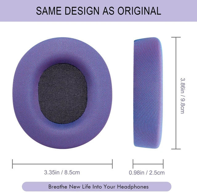 Alt view image 7 of 7 - GEVO Ear Pads for SteelSeries Arctis 1/3/5/7/7P/7X/9/Pro/Prime - Purple Also for Arctis 7/7+/7P/7X, Arctis 9/9X Headset, Earpads Cushions Replacement with Mesh Fabric, High-Density Foam