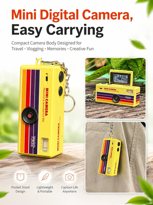 Alt view image 7 of 7 - Mini Digital Camera, 90s Dreamcore Retro Cam for Grainy Photo Video Filming, 1.6MP Pocket Cam, Lo-Fi Photo/Video Recording, 4G Card & Reader, Fun for Beginner, Teens, Adults