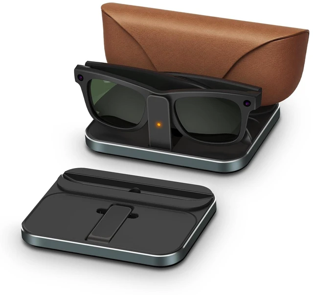 Main image of 2 in 1 Charging Station for Ray-Ban Meta Glasses & Charging Case Foldable Magnetic Charger Dock for Wayfarer Skyler Headliner Blayzer Scriber Starfire Fury Adventurer Oakley HSTN