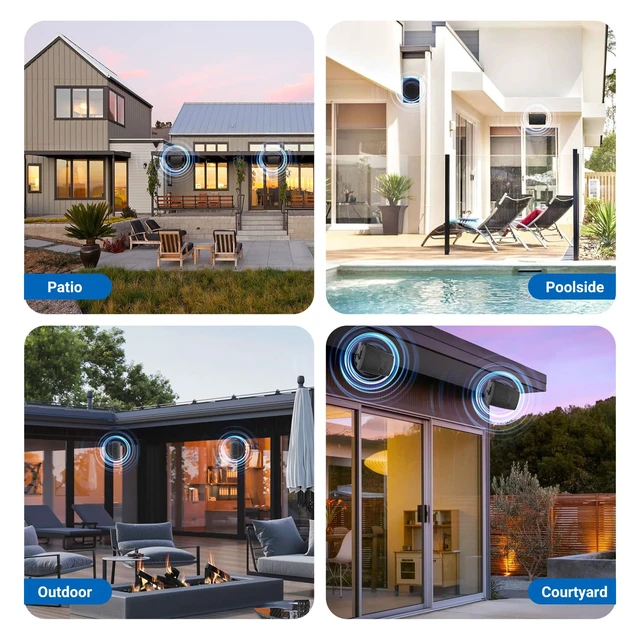 Alt view image 7 of 7 - 4 Inches 200 Watts Outdoor Bluetooth Speakers, Bluetooth 5.3,TWS Stereo Paring,Wall Mount Speaker System Waterproof Suitable for Patio Home Poolside Deck Backyard (Pair, Black)