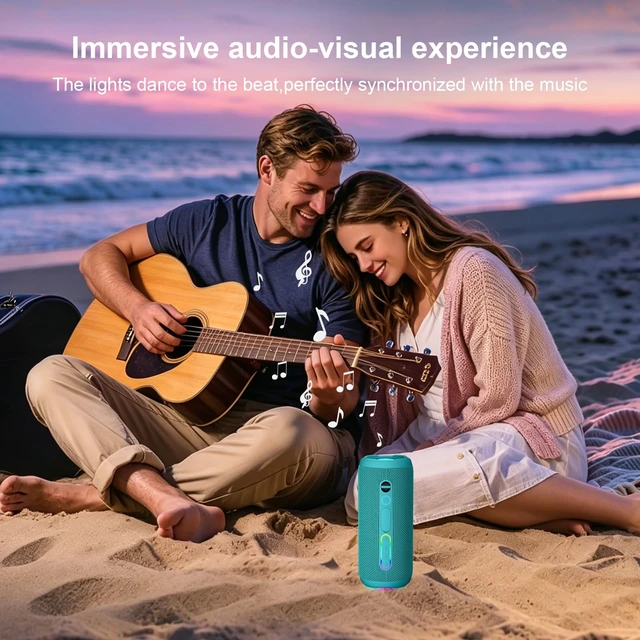 Alt view image 7 of 7 - Bluetooth Bass Speaker 24W Loud Stereo Sound, Deep Bass, TWS Pairing, IPX7 Waterproof Dustproof,12H Playtime, RGB Light, Bluetooth Speakers Outdoor for Travel, Sport, Party, Biking (Teal)