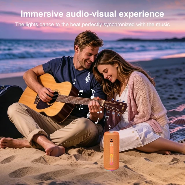 Alt view image 7 of 7 - Shower Bluetooth Speaker, IPX7 Waterproof, 24W Deep Bass, TWS Stereo Pairing, 12H Playtime, Outdoor Speaker for Travel, Sport, Party, Camping (Orange)