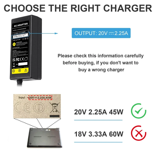 Alt view image 5 of 7 - 45W AC Adapter Power Charger for Lenovo Yoga 710 11 14 15 Flex 4 1130 1470 Lenovo Ideapad 710 100 110 110s Laptop Power Supply Cord(4.0mmx1.7mm)