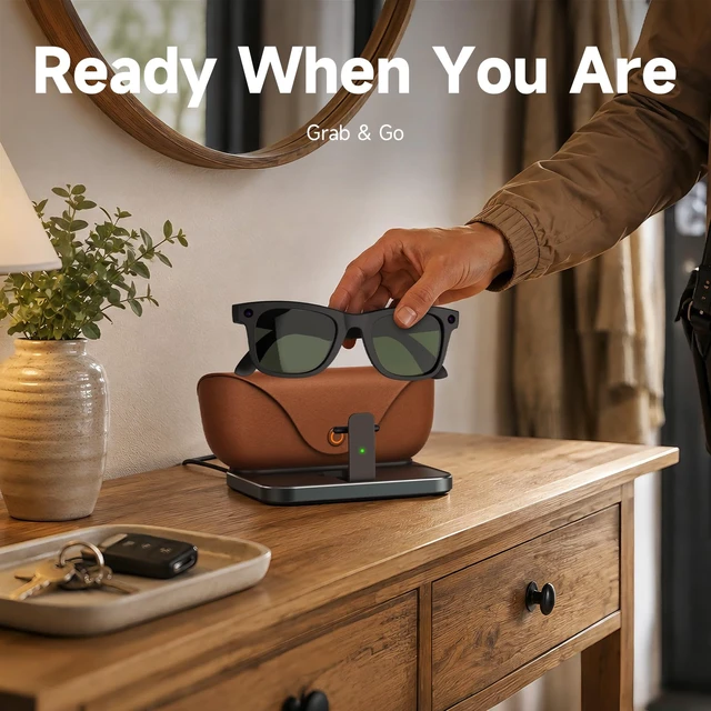 Alt view image 7 of 7 - 2 in 1 Charging Station for Ray-Ban Meta Glasses & Charging Case Foldable Magnetic Charger Dock for Wayfarer Skyler Headliner Blayzer Scriber Starfire Fury Adventurer Oakley HSTN
