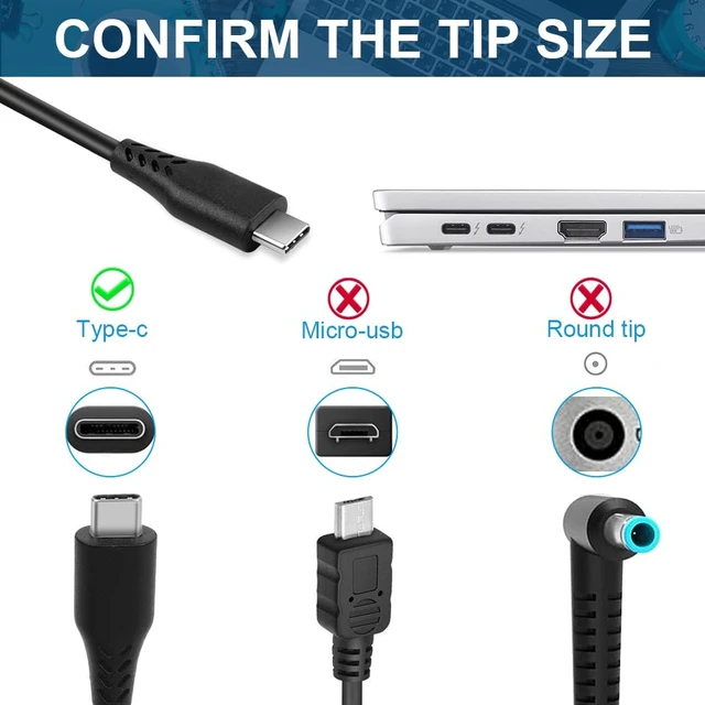Alt view image 3 of 7 - Universal 65W USB Type C Port Charger Adapter, for Lenovo Thinkpad/Yoga, Dell, Chromebook 3100, Latitude 5420, Acer, Google Series Type C Fast Charging Power