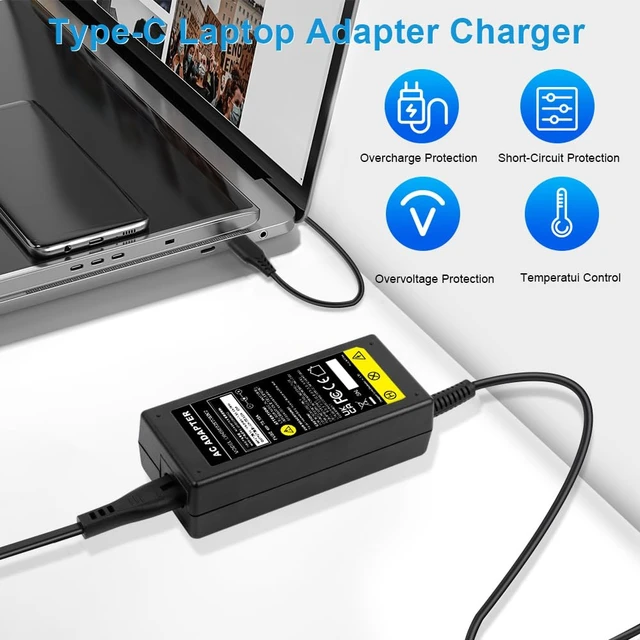 Alt view image 5 of 7 - Universal 65W USB Type C Port Charger Adapter, for Lenovo Thinkpad/Yoga, Dell, Chromebook 3100, Latitude 5420, Acer, Google Series Type C Fast Charging Power