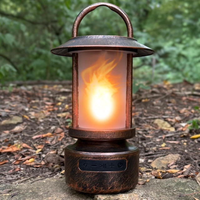 Alt view image 7 of 7 - Bluetooth Outdoor Speaker, Patented Fire Effect, 13 Color Options Bronze, 5W Speaker, 1 Pack, Wireless Outdoor Speakers, Powerful Sound, Perfect For Parties, Camping, Tailgating, And Home