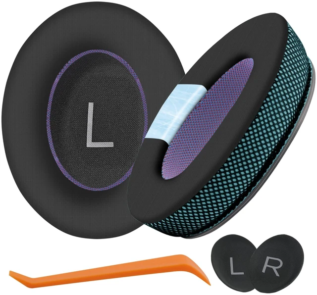 Main image of Upgraded Cooling Gel Ear Pads Replacement for Bose QC25/QC35/QC45/AE2/AE2i/AE2w Headphones, Noise Cancelling, High-Density Memory Foam, Extra Thick and coolerIce Silk Fabric - Black/Green