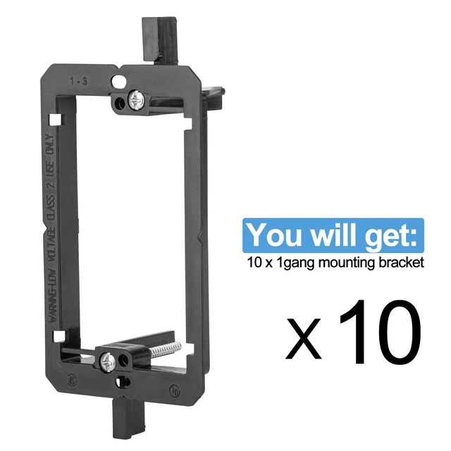 Alt view image 4 of 7 - 10 Pack Wallboard Mounting Bracket Low Voltage Wall Plate Drywall 1 Gang 2 Gypsum Board Cables Pass Through Outlet Telephone Wires HDMI Coaxial Speaker Black Media Hider Tool Cord recessed