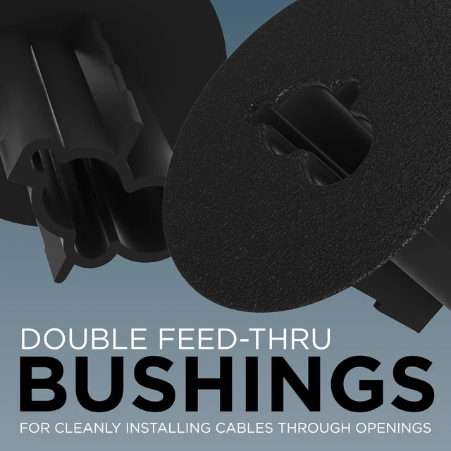 Alt view image 2 of 7 - Dual Feed-Through Bushing for RG6 Coaxial Cable - Indoor/Outdoor Cable Passthrough and Cover for Walls, Cabinets - Double Feed-Thru Wall Grommet Replaces Coax Wallplate - Black, 10 Pack