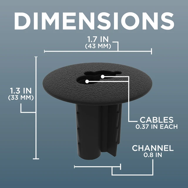 Alt view image 6 of 7 - Dual Feed-Through Bushing for RG6 Coaxial Cable - Indoor/Outdoor Cable Passthrough and Cover for Walls, Cabinets - Double Feed-Thru Wall Grommet Replaces Coax Wallplate - Black, 10 Pack