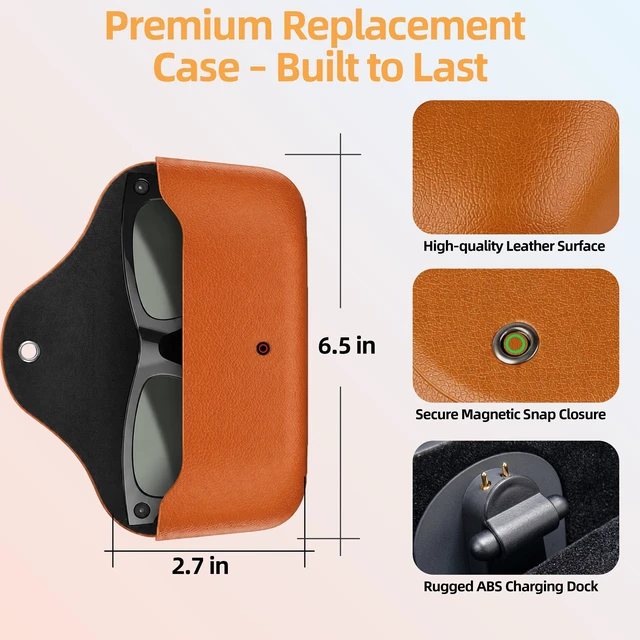 Alt view image 4 of 7 - Portable Glasses Charging Case Compatible with Ra-y-Ban Me-ta Oa-kley HSTN 3000mAh Wireless Charger Replacement with LED Indicator for Travel Outdoor Sports
