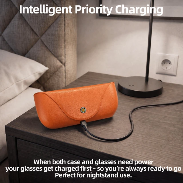 Alt view image 6 of 7 - Portable Glasses Charging Case Compatible with Ra-y-Ban Me-ta Oa-kley HSTN 3000mAh Wireless Charger Replacement with LED Indicator for Travel Outdoor Sports