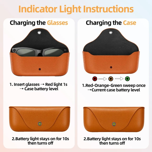 Alt view image 7 of 7 - Portable Glasses Charging Case Compatible with Ra-y-Ban Me-ta Oa-kley HSTN 3000mAh Wireless Charger Replacement with LED Indicator for Travel Outdoor Sports