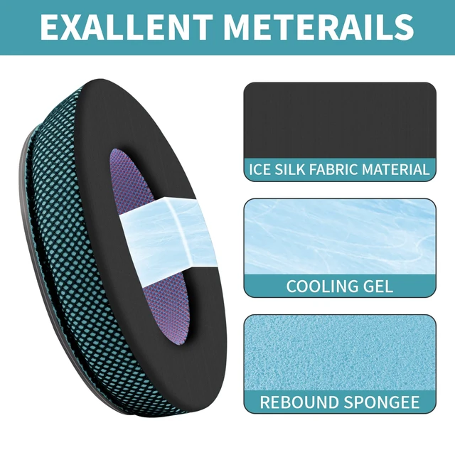 Alt view image 3 of 7 - Upgraded Cooling Gel Ear Pads Replacement for Bose QC25/QC35/QC45/AE2/AE2i/AE2w Headphones, Noise Cancelling, High-Density Memory Foam, Extra Thick and coolerIce Silk Fabric - Black/Green