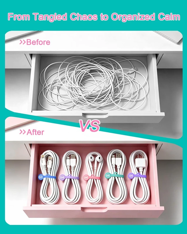 Alt view image 3 of 7 - Magnetic Cord Organizer Cable Cord Organizer Magnet Clips Design Patented Silicone Twist Tie Strap Holder Cord Wrap Keepers Reusable Multi-Purpose Home Office School Gifts 10 Pack Mermaid