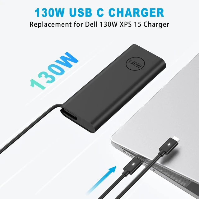 Alt view image 6 of 6 - 130W USB C Laptop Charger Compatible with Dell XPS Compatible with Precision 5570 3570 3470; Latitude 5520 5530 7410 7310 7210 9410; XPS 15 9575 17 9700
