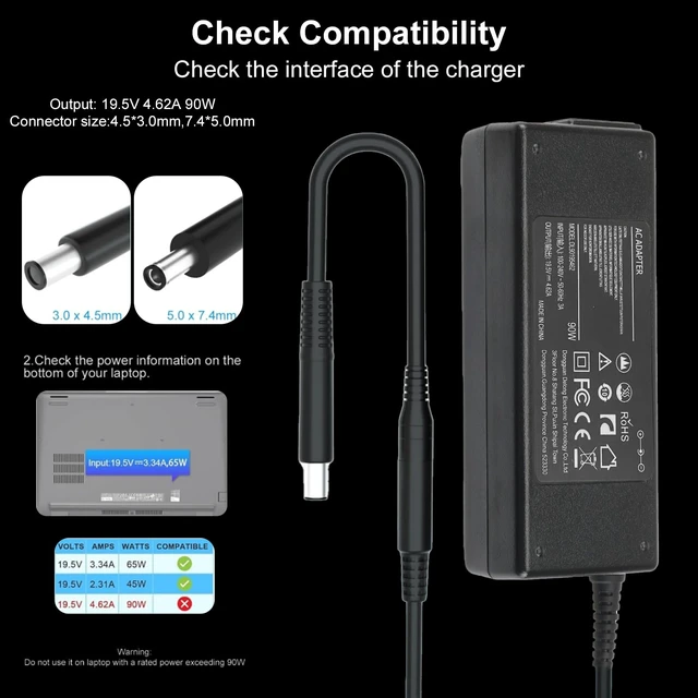 Alt view image 2 of 7 - 90W AC Adapter Compatible with Dell Optiplex Micro Desktop Computers 9020 7050 7040 7080 7060 5060 3080 3050 7070 3040 5050 5070 5090 5080 3020 3070 3090 3046 Micro Desktop Power