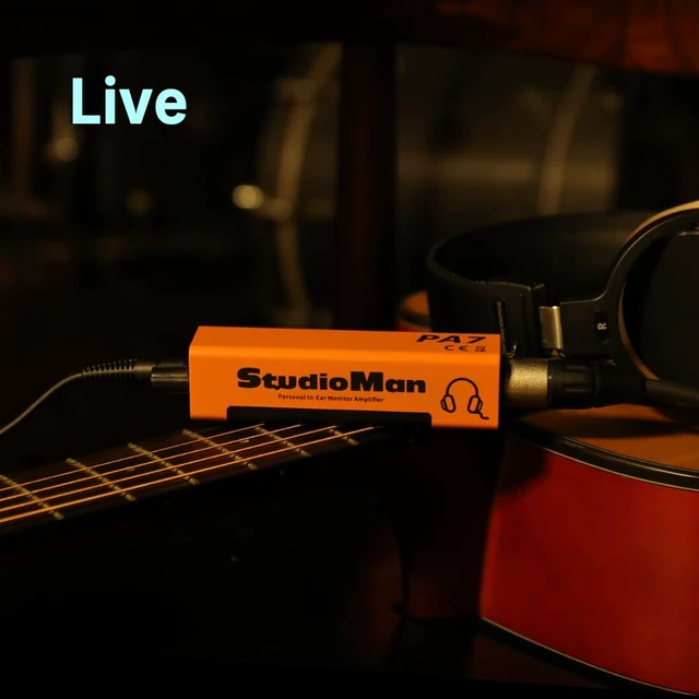 Alt view image 7 of 7 - PA7 Personal in-Ear Monitor Amplifier, Orange, 3.5mm Output XLR and TRS Inputs, Stereo/Mono Switch, Volume Control, Rack Mountable, Metal