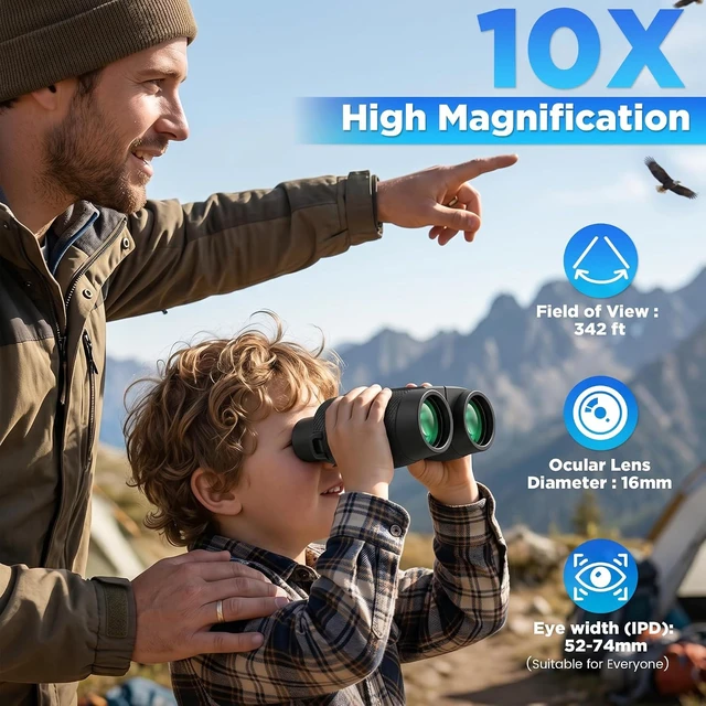 Alt view image 2 of 7 - 10x25 Binoculars for Adults,High Powered Binoculars with Large View