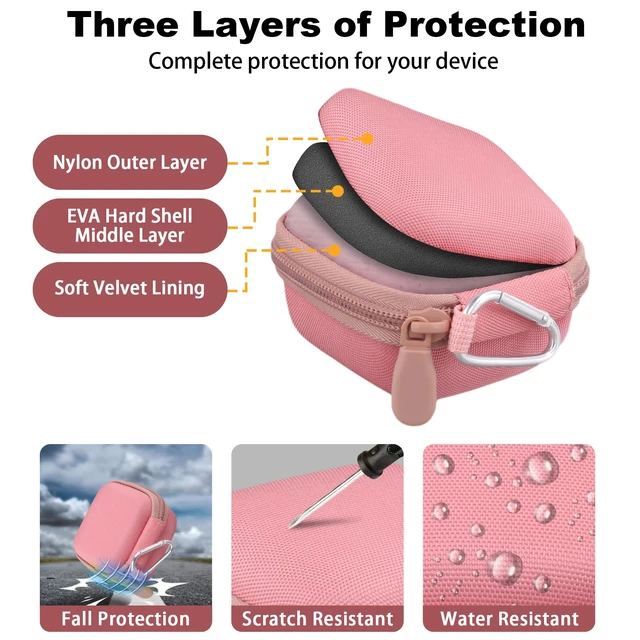 Alt view image 7 of 7 - for Soundcore Liberty 5 Pro Max/5 Pro/5 Earbuds Hard Travel Case, Pink Portable Protective Storage Bag with Mesh Pocket, Elastic Securing Strap & Carabiner, Shockproof EVA Shell and Soft Lining