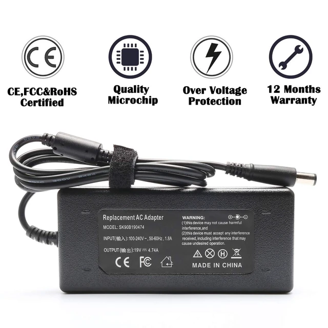 Alt view image 7 of 7 - 90W AC Adapter Laptop Charger Compatible with Hp Elitebook 8460p 8470p 8440p 8560p 8760p 8460w 8470w 8570w Probook 4430s 4440s 4520s 4530s 4540s Compaq 6730b 6530b 6560b Notebook Power Cord
