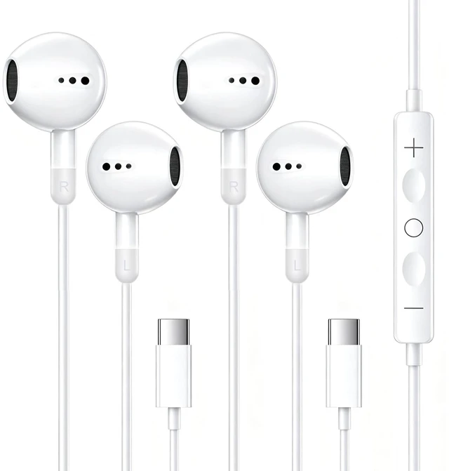 Main image of 2 Pack USB C Headphones for iPhone 18Pro 17 16 15 with Mic & Remote Control Wired Earbuds Noise Isolation In-Ear Headphones for 18Pro/17/16/15 Series, Galaxy, Pixel, iPad Pro and More USB-C Devices