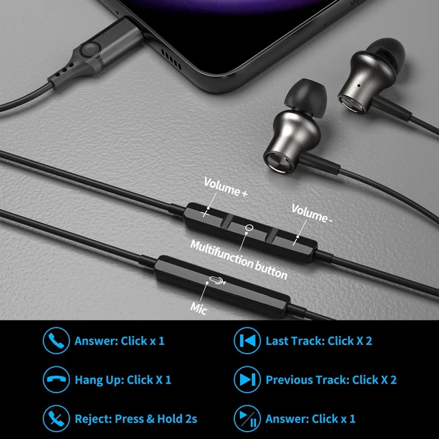 Alt view image 6 of 7 - USB C Earbuds for iPhone 18 Pro Max 17 16 15 16e Magnetic Wired Headphone for Samsung S26 Ultra S25 FE S23 A17 Z Fold 8 7 In Ear Noise Canceling Headset Type C Earphone for iPad A16 Pixel 9a 10a 10 9