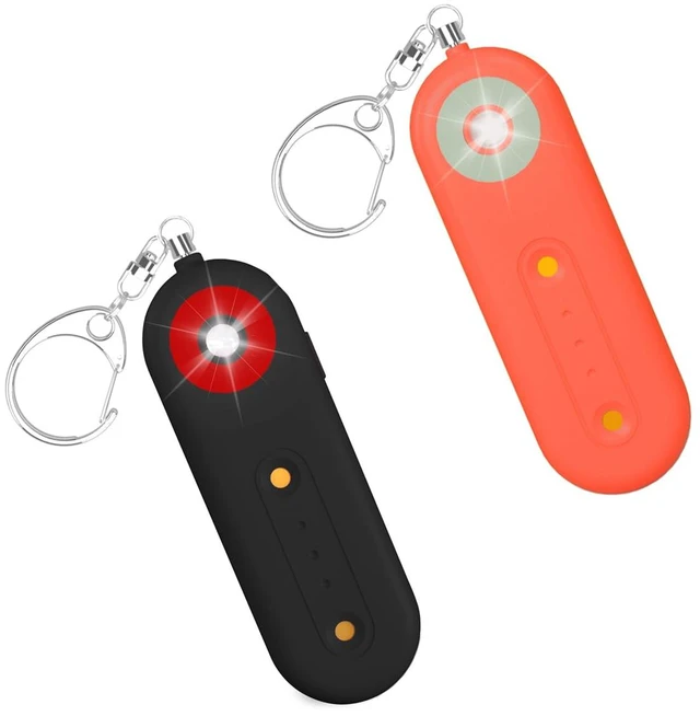 Main image of 130dB Rechargeable Personal Safety Alarm Strobe Light for Women Black Emergency Siren Self Defense Keychain, Safety Protection Keyring for Girls Elderly Traveling College, Black & Orange