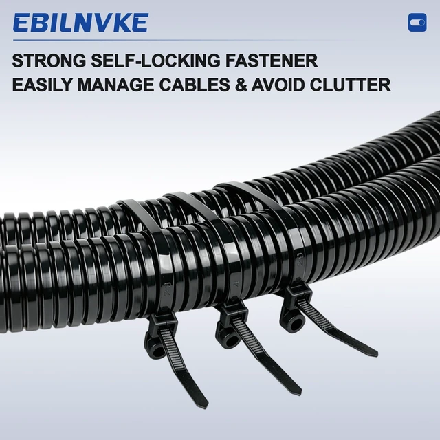 Alt view image 5 of 7 - 200PCS 10 Inch Zip Ties with Screw Hole, 75lbs Tensile Strength Heavy Duty, Mountable Cable Ties for Indoor & Outdoor Use, Black Nylon Universal Cable Tie Buckle, UV