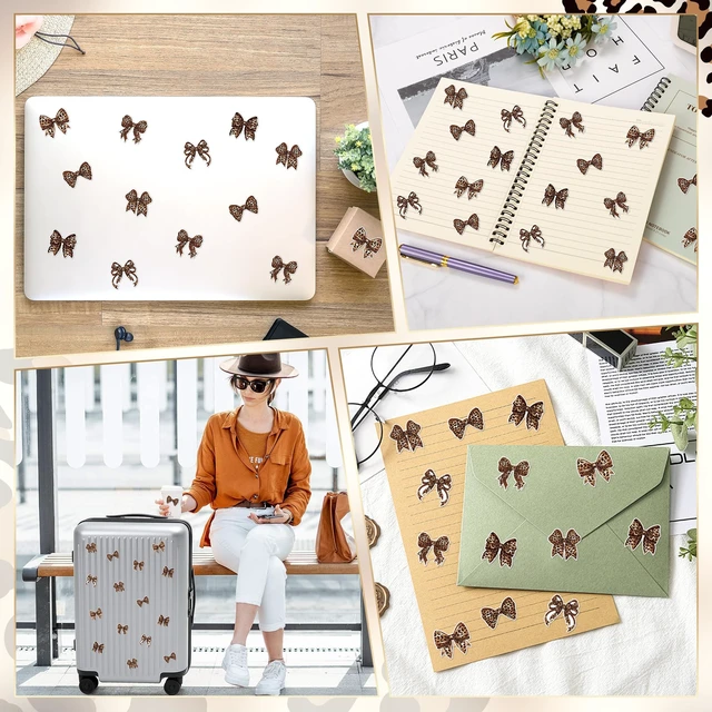 Alt view image 6 of 6 - Trendy Cheetah Bow Stickers - 1000Pcs Y2K Leopard Decals for Girls Cheetah Print Brown Bowknot Waterproof Roll Decals, Birthday Party Gifts, Home Decor Laptop Guitar Luggage Crafts, 6 Styles