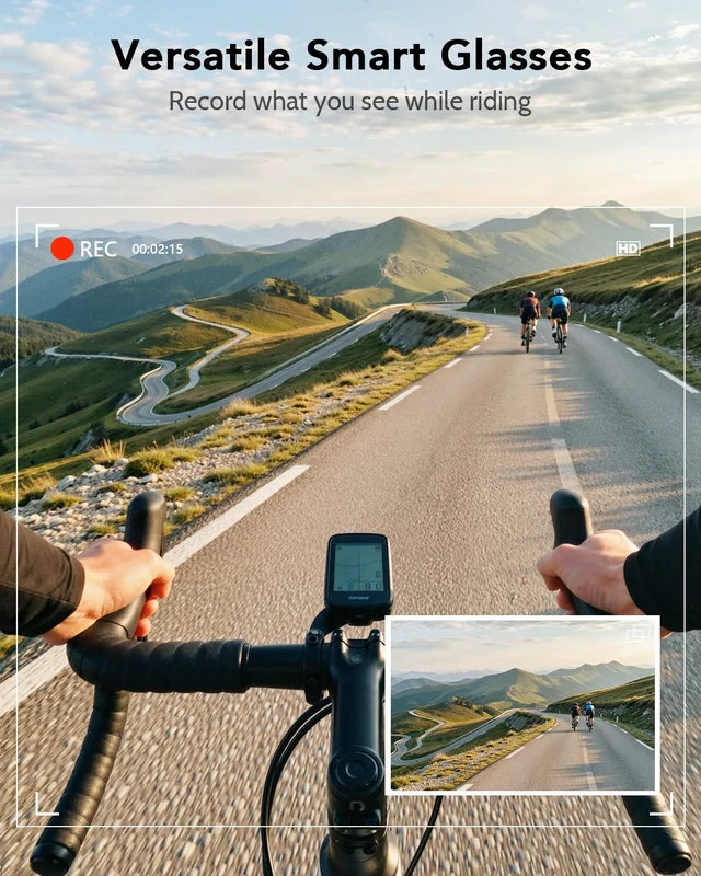 Alt view image 2 of 7 - AI Smart Glasses with Camera, POV Video Recording, Voice Interaction HD Smart Glasses for Men & Women,Bluetooth Audio for Sports & Outdoor,Music Player,Real-Time Translation