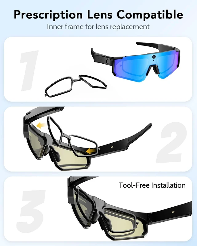 Alt view image 6 of 7 - AI Smart Glasses with Camera, POV Video Recording, Voice Interaction HD Smart Glasses for Men & Women,Bluetooth Audio for Sports & Outdoor,Music Player,Real-Time Translation