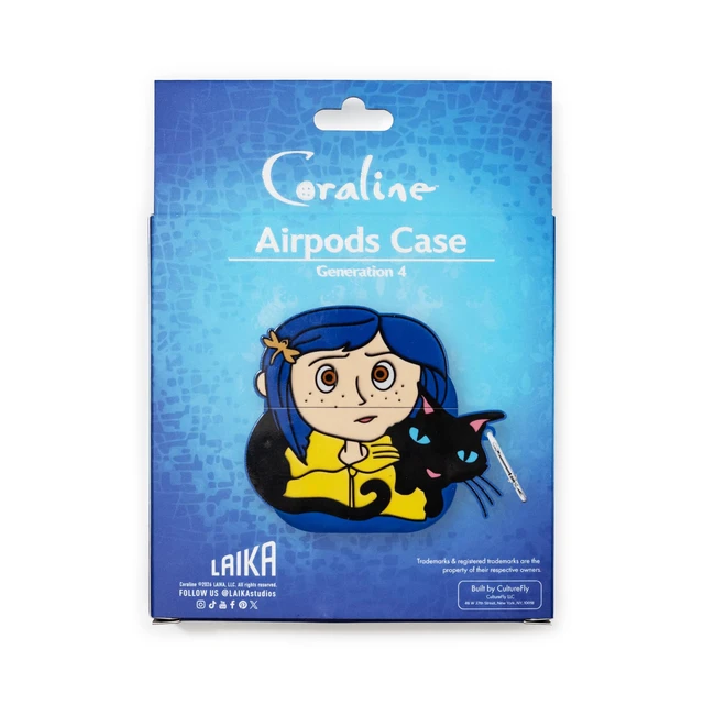 Alt view image 4 of 4 - CultureFly Coraline Case Cover Compatible with AirPods 4, Coraline Design 360 Degree Coverage, Easy Charging Access, Officially Licensed Collectible, Durable Construction